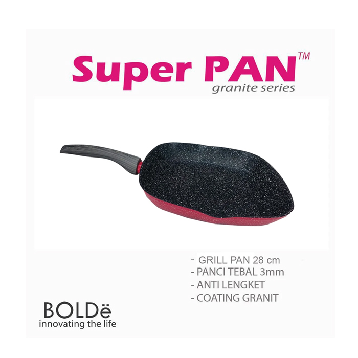 Bolde Super Pan Grill Pan 28CM - Black Pink